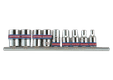 Jeu de douille 1/4" en pouces sur rail