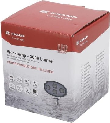 Pièces agricoles - Eclairage - Phare de travail LED, 20W, 3000lm, ovale, blanche, 100x54x93mm, Deutsch 2 broches, inondation, Kramp (boîte de 10 pièces)
