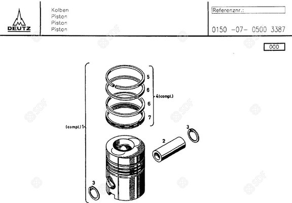 Pièces agricoles - Pieces moteur - POCHETTE SEGMENTS Deutz-Fahr origine