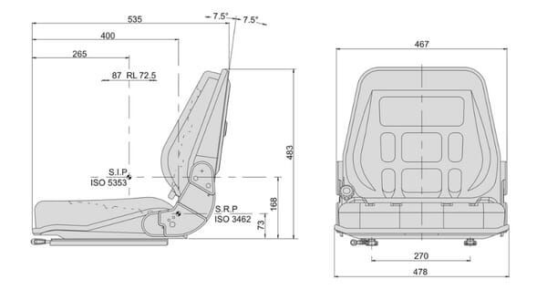 Pièces agricoles - Pièce divers - Siège PVC, sans suspension, capteur de présence, largeur 478 mm, PVC Sc40 Cobo