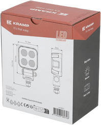 Pièces agricoles - Eclairage - Lampe de travail LED, 40W, 2650lm, carrée, 12/24V, blanc, 70,1x126,6x49,7mm prise Deutsch, faisceau large, 8LED