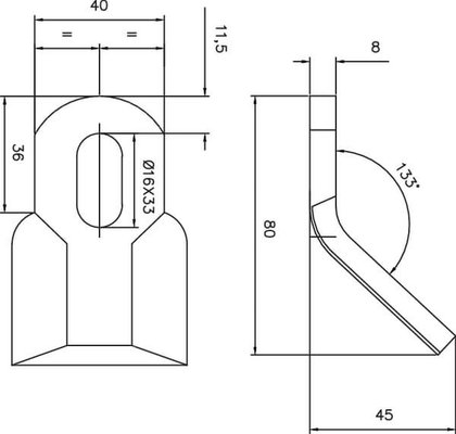 Pièces agricoles - Aménagements paysagers - Fléau coudé 40x82mm adapté pourFerri