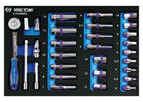 Outils - Outils divers - Module mousse + PP 29 pièces 1/4" 4-14mm Courtes et Longues