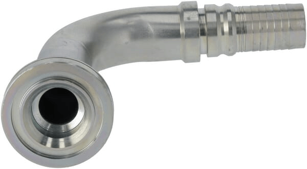 Pièces agricoles - Hydraulique - Raccord à sertir 4SH-DN25 avec bride ø54,0 mm 90° H130