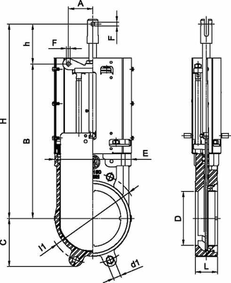 Pièces agricoles - Hydraulique - Vanne à lame 6" inox + Vérin pneumatique