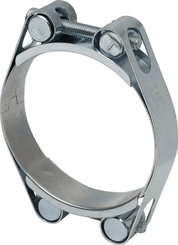 Pièces agricoles - Fasteners - Collier de serrage, 85-95 mm double boulon, double bande DIN912 zingué Kramp