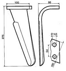 Pièces agricoles - Travail du sol - Dent de herse rot. p/ Perugini G