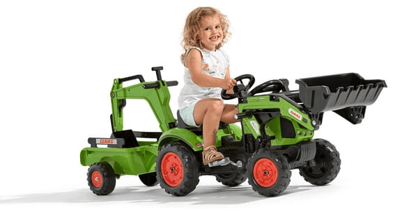 Loisirs - Jouets - Tractopelle Claas avec excavatrice et remorque