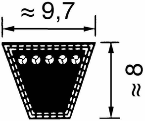 Pièces agricoles - Transmission - Courroie trapézoïdale SPZ 10x670 Optibelt