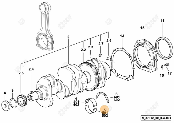 Pièces agricoles - Pieces moteur - demi-coussinet de palier STANDARD