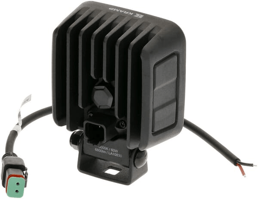 Pièces agricoles - Eclairage - Lampe de travail LED, 60W, 6600lm, carrée, 12/24V, blanche, 92x109,5x51,1mm prise Deutsch, faisceau large, 12LED