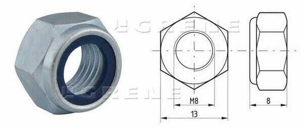 Pièces agricoles - Fasteners - Ecrou hexagonal autobloquant à bague nylon DIN985 M8x1.25 Kramp