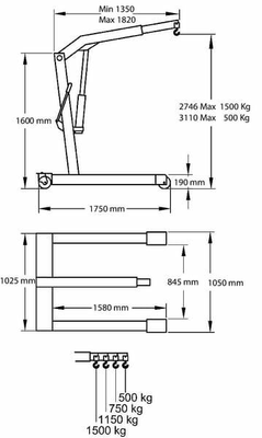 Pièces agricoles - Outils atelier - Grue d'atelier 1500kg