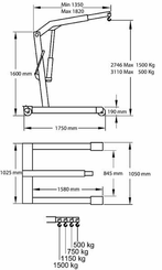 Pièces agricoles - Outils atelier - Grue d'atelier 1500kg