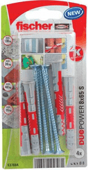 Pièces agricoles - Fasteners - Chevilles tous matériaux - DuoPower 8 x 65 avec vis / Blister de 4