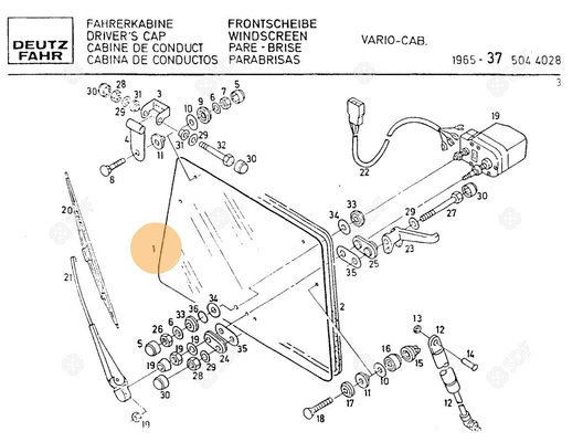 Pièces agricoles - Glaces et vitres - PARE BRISE (H78CM) Deutz-Fahr origine