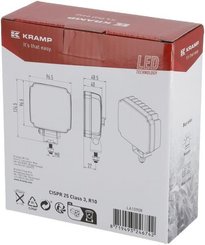 Pièces agricoles - Eclairage - Phare de travail LED, 27W, 3420lm, carrée, blanche, 96,5x48,5x124,5mm, Deutsch 2 broches, inondation, Kramp (boîte de 10 pièces