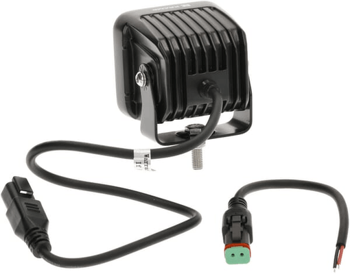 Pièces agricoles - Eclairage - Lampe de travail indirecte LED, 40W, 4800lm, carrée, 12/24V, blanche, 81x82,5x67,5mm prise Deutsch, faisceau étroit, 4LED