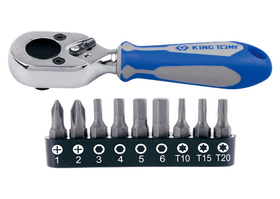 Outils - Outils divers - Mini cliquet + 9 embouts de vissage en blister