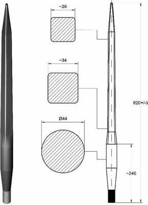 Pièces agricoles - Fenaison & élevage - Dent de chargeur 44x820 M28