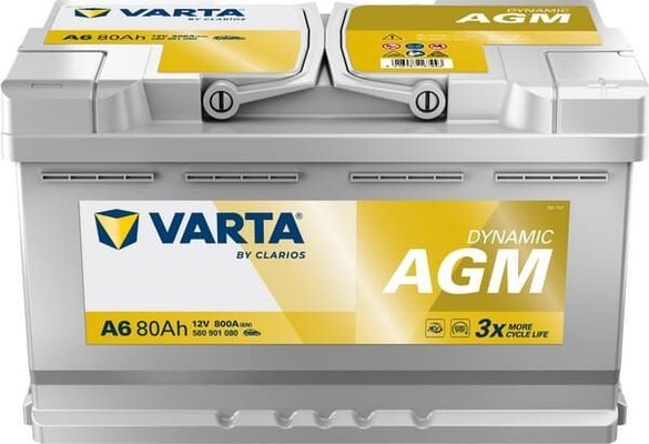 Pièces agricoles - Eclairage - Battery 12V 80Ah 800A A6 VARTA Dynamic AGM