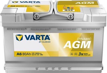 Pièces agricoles - Eclairage - Battery 12V 80Ah 800A A6 VARTA Dynamic AGM