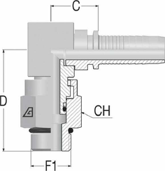 Pièces agricoles - Hydraulique - Raccord DN13-7/8 SAE 90°