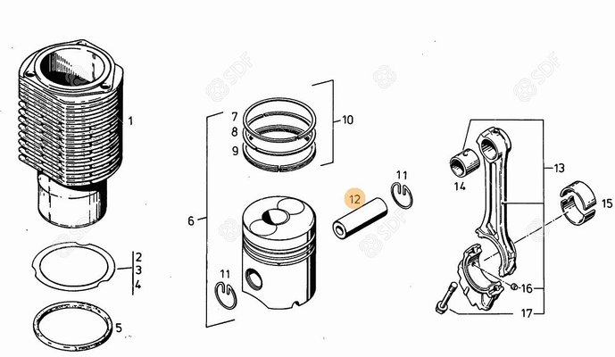 Pièces agricoles - Pieces moteur - AXE DE PISTON Deutz-Fahr origine