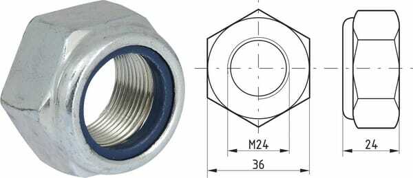 Pièces agricoles - Fasteners - Écrou de blocage hexagonal DIN985 M24x1,50 acier zingué |8| Kramp