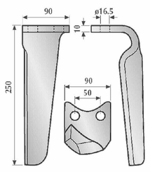 Pièces agricoles - Travail du sol - Dent de herse rot. gauche p/Maschio