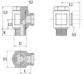 Pièces agricoles - Hydraulique - Coude orientable 6L-M12