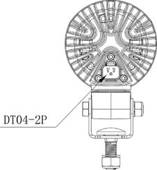 Pièces agricoles - Eclairage - Lampe de travail LED, 40W, 4000lm, ronde, blanche, 10/30 V, 84x126x71.8mm, prise AMP, faisceau spot, 4 LED, 360 degrés, Kramp