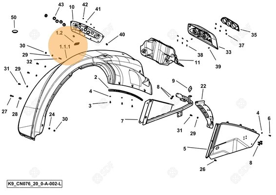 Pièces agricoles - Cabine et structure - PARAFANGO DX