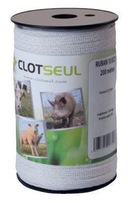 Pièces agricoles - Cloture,Jardin & Sylviculture - RUBAN 10 MM STANDARD BLANC 200 M- 4 INOX 0.15