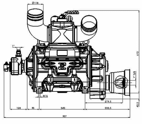 Pièces agricoles - Fertilisation & Lisier - Entraînement de pompe à vide à prise directe 15270 l/min avec lubrification automatique et Ballast B.P.