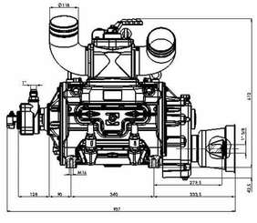 Pièces agricoles - Fertilisation & Lisier - Entraînement de pompe à vide à prise directe 15270 l/min avec lubrification automatique et Ballast B.P.