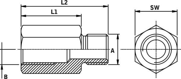 Pièces agricoles - Hydraulique - Douille Réductrice M/F 3/4" BSPx1" BSP SS