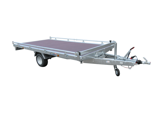 Materiels - Remorque voiture - PLATEAU ROUES DESSOUS 355x180 freiné 1 essieu PTAC 1500 kg
