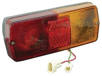 Pièces agricoles - Eclairage - Lumière arrière gauche rectangulaire, 12 V, rouge/ambre, à boulonner, fiche AMP 184x76 mm, Cobo