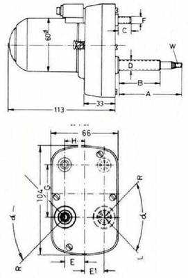 Pièces agricoles - Pièce divers - Moteur d'essuie-glace 12V 105° axe 65mm Ø8mm
