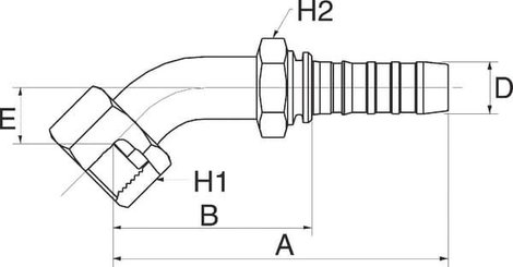 Pièces agricoles - Hydraulique - Racc. à sertir DN32-1"11/16SAE 45°