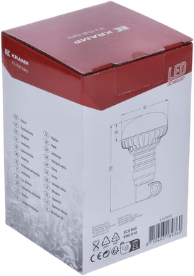 Pièces agricoles - Eclairage - Gyrophare LED, profil bas, 15W, 12-24V, ambre, montage sur poteau flexible, Ø 86mm x138mm