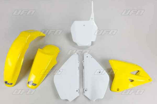 Pièces Quad & Motos - Plastiques - Kit plastique UFO couleur origine jaune/blanc (02-17) Suzuki RM85