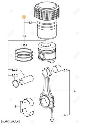 Pièces agricoles - Pieces moteur - GROUPE DU PISTON CYL Deutz-Fahr origine