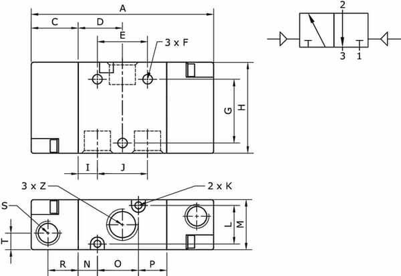 Pièces agricoles - Pièce pneumatique - Vanne 3/2, pneumatique 1/4"