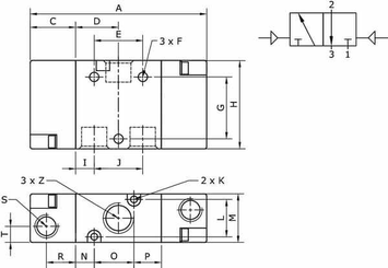 Pièces agricoles - Pièce pneumatique - Vanne 3/2, pneumatique 1/4"