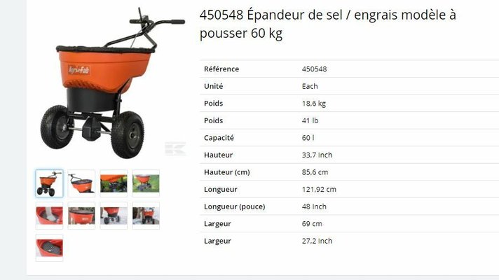Pièces agricoles - Jardin et forêt pièce adaptable - Épandeur de sel / engrais modèle à pousser 60 kg
