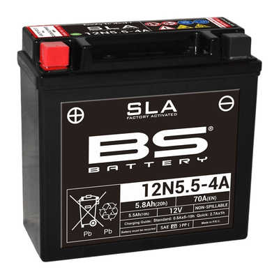 Pièces Quad & Motos - Electrique - Batterie BS BATTERY SLA sans entretien activé usine - 12N5.5-4A/4B