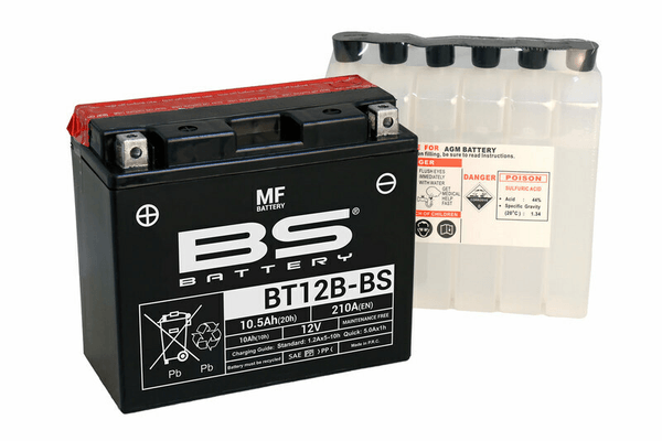 Pièces Quad & Motos - Electrique - Batterie BS BATTERY sans entretien avec pack acide - BT12B-BS
