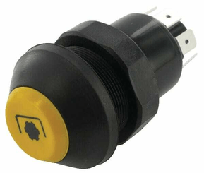 Pièces agricoles - Electricité - Interrupteur poussoir, PTO, rond, jaune